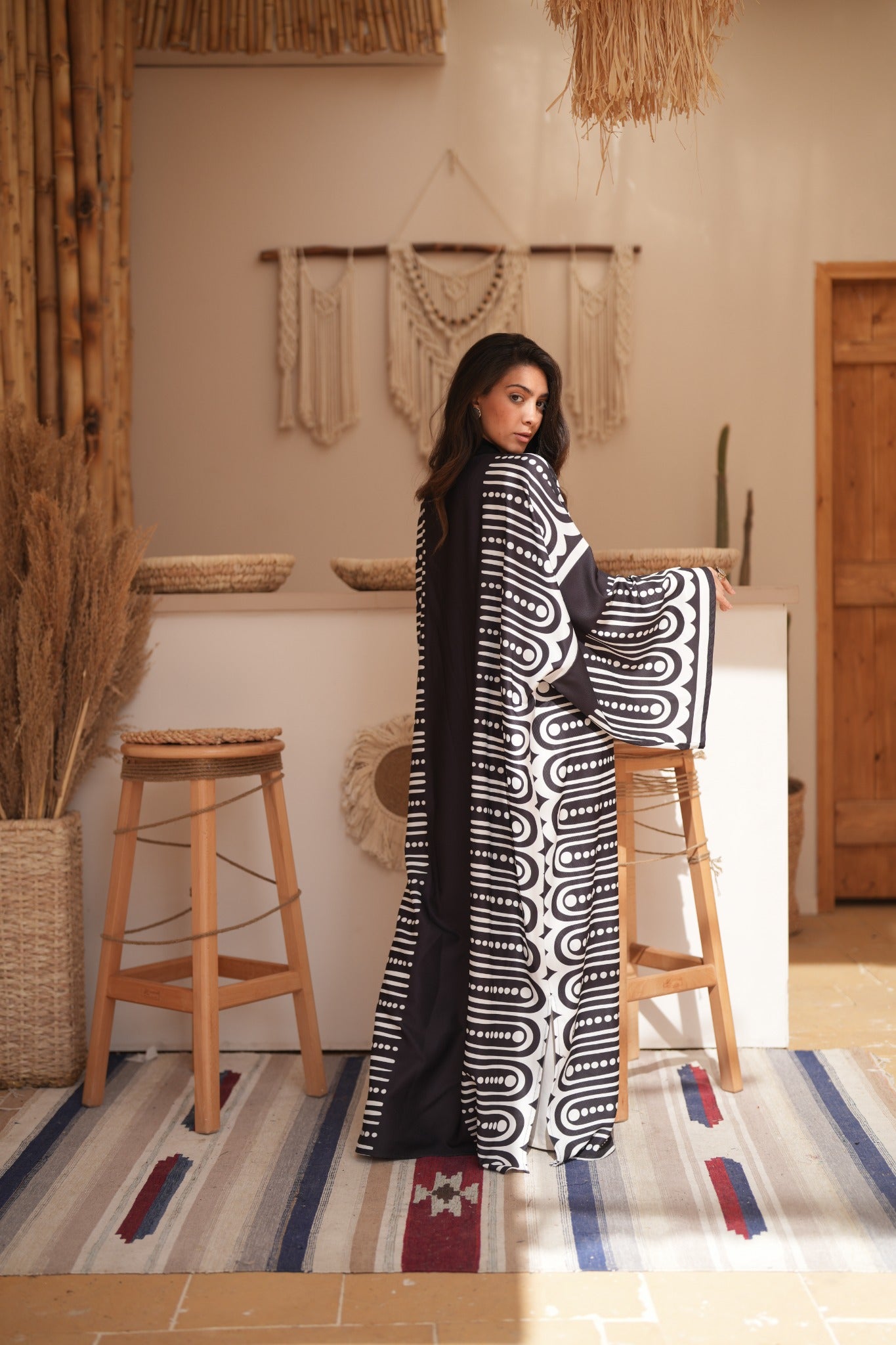 Monochrome Rhythm Kaftan