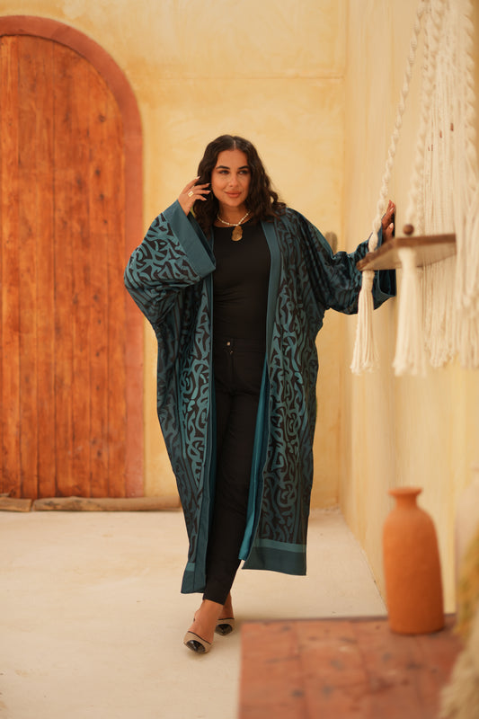 Blue Calligraphy Kaftan