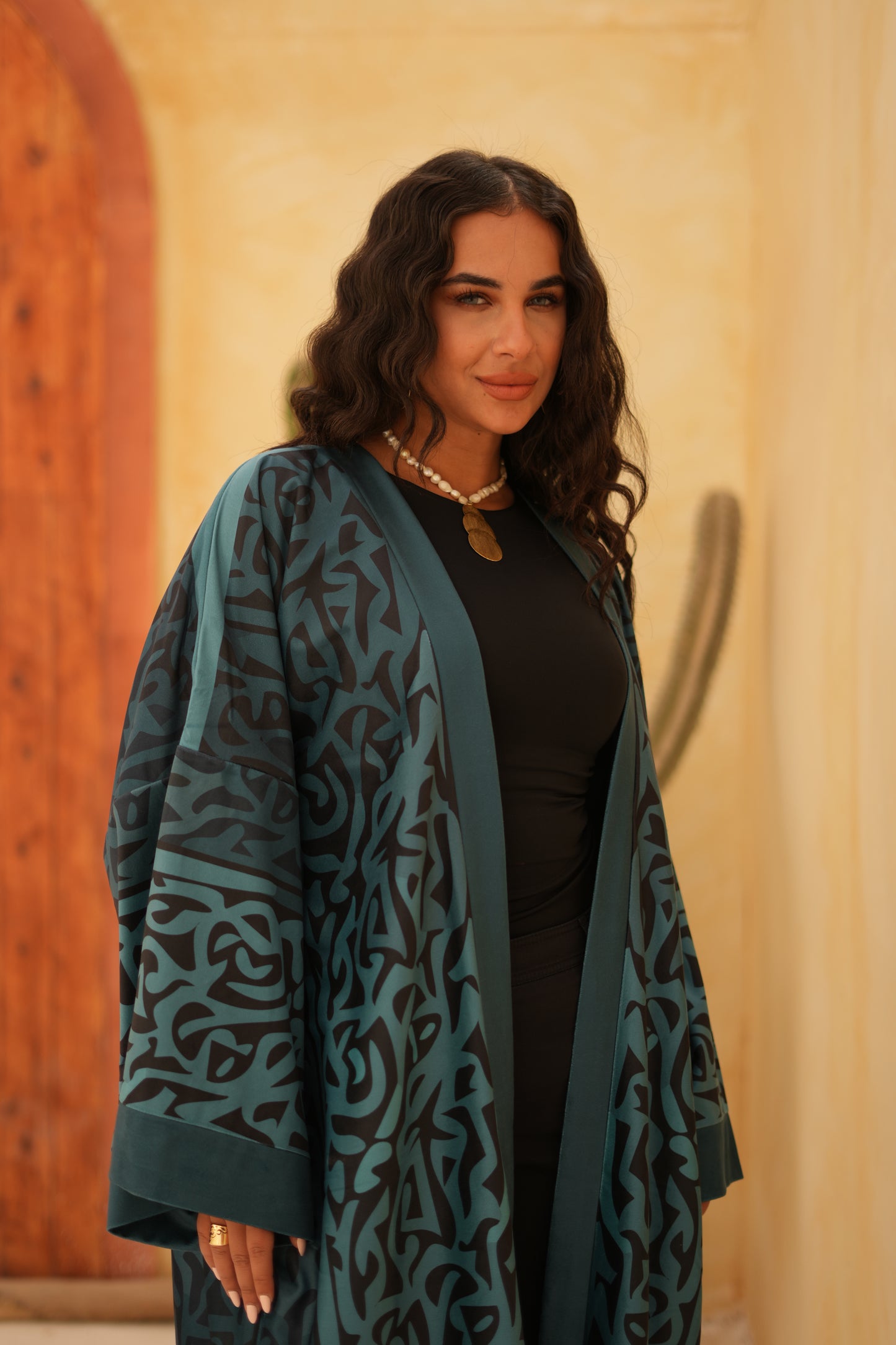 Blue Calligraphy Kaftan