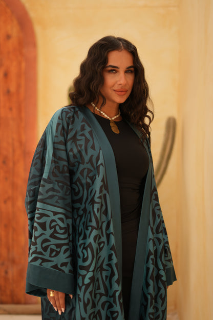 Blue Calligraphy Kaftan