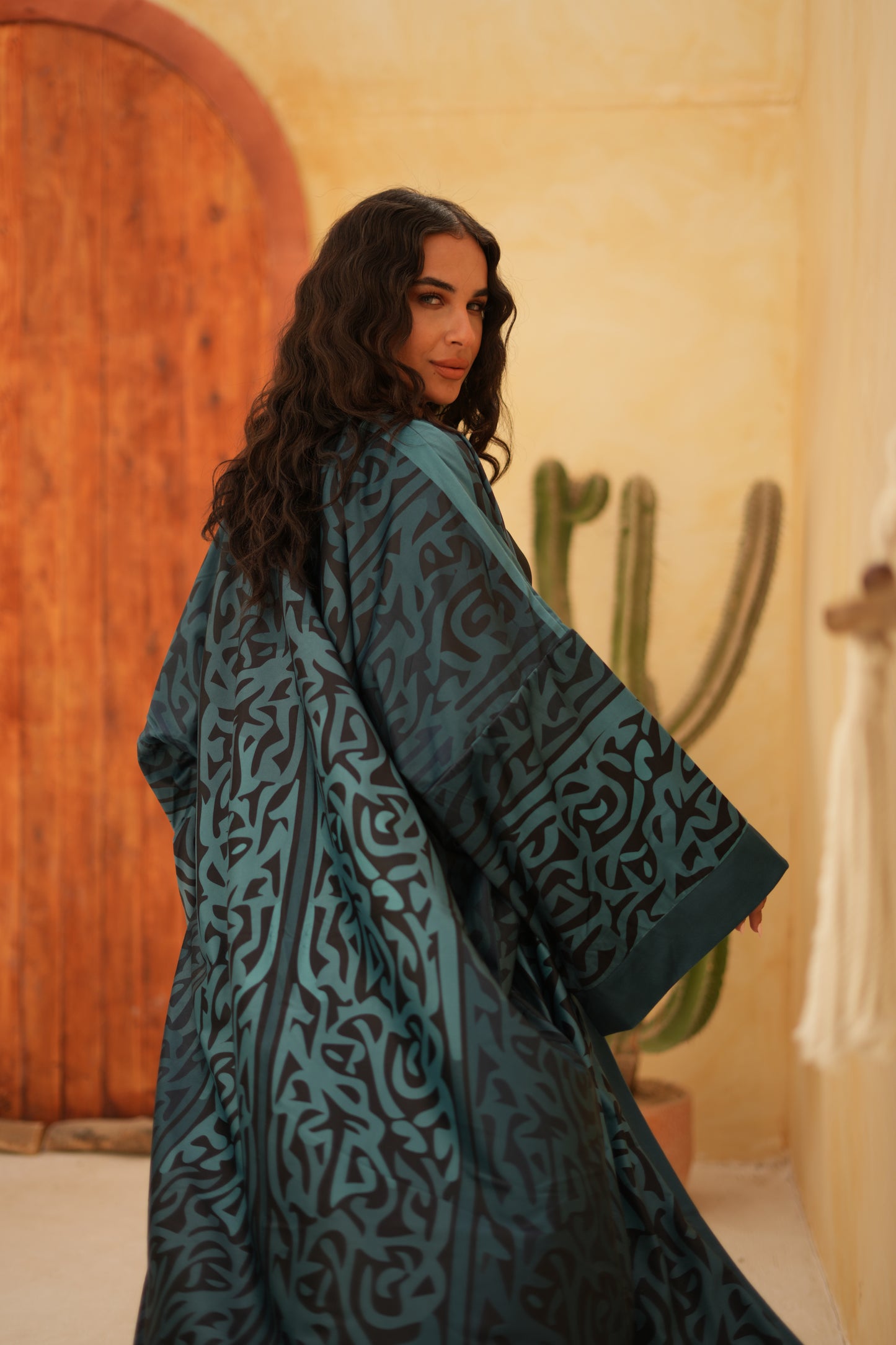 Blue Calligraphy Kaftan