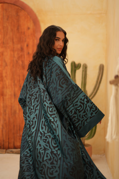 Blue Calligraphy Kaftan