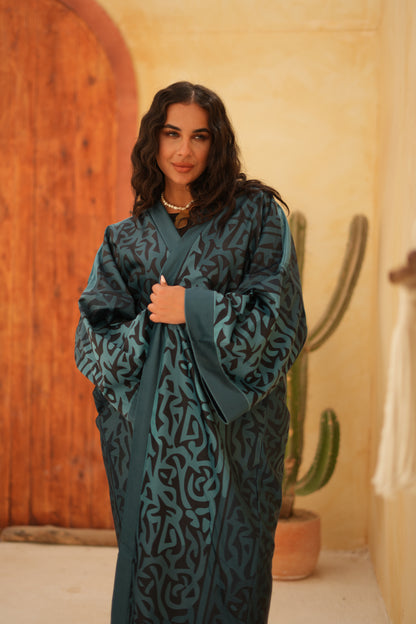 Blue Calligraphy Kaftan